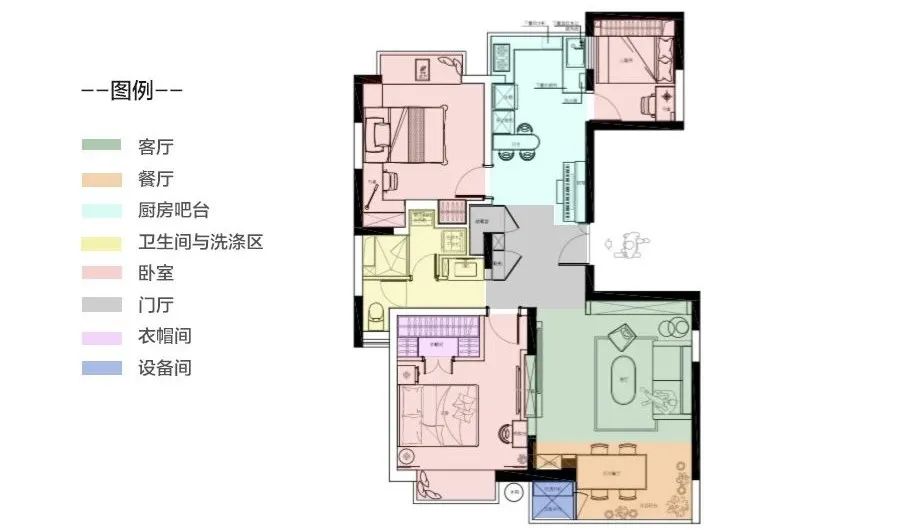 容下一家五口的小兩居，陽臺(tái)改成小餐廳，還有超多收納