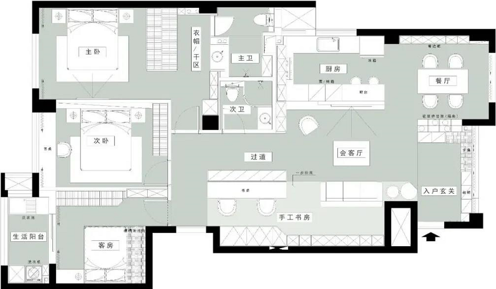 深圳125㎡，榻榻米地臺搭建「客廳沙發(fā)區(qū)」，實(shí)用度max!
