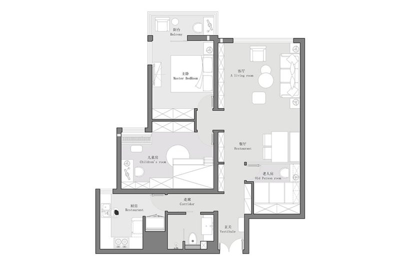 90㎡三代同堂之家，利用餐廳2㎡增加1間房！